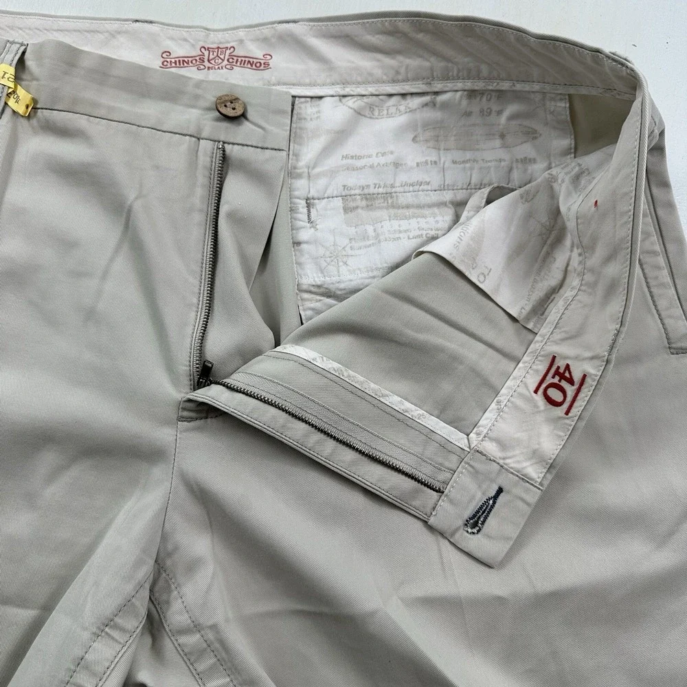 Tommy Bahama Mens TBC Relax Chinos‎ Pants 40x30 Tan Cream 100% Cotton Distressed